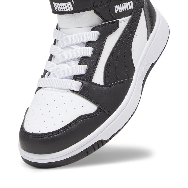 Rebound V6 Mid sneakers voor kinderen PUMA White Black Shadow Gray