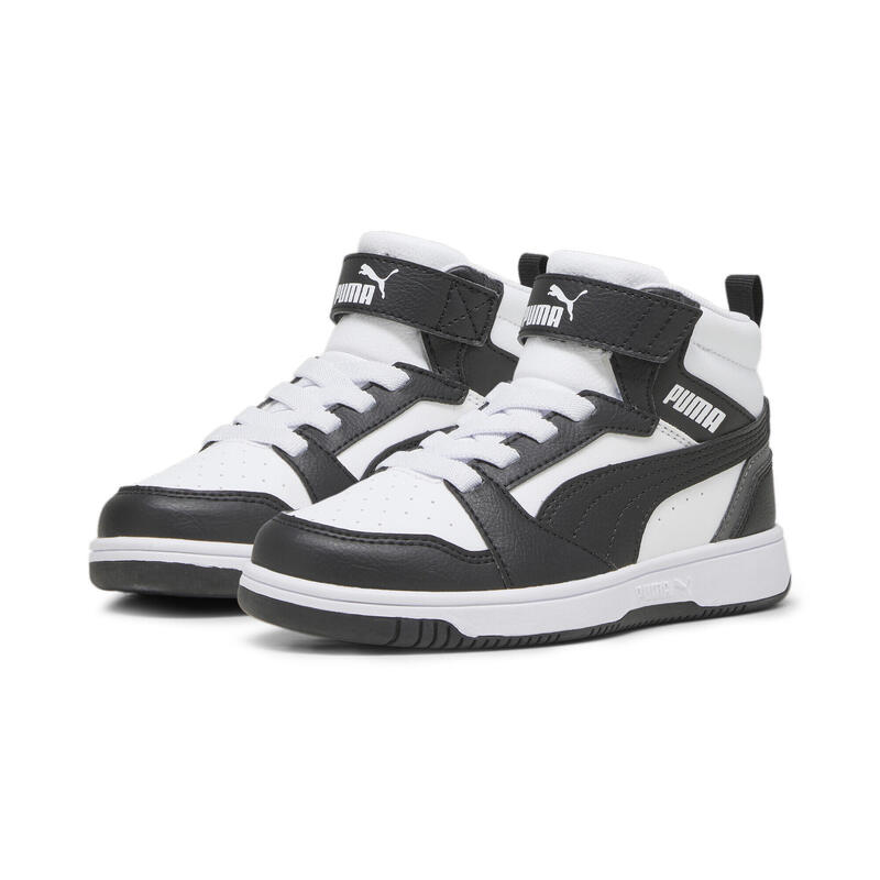 Rebound V6 Mid Sneakers Kinder PUMA White Black Shadow Gray