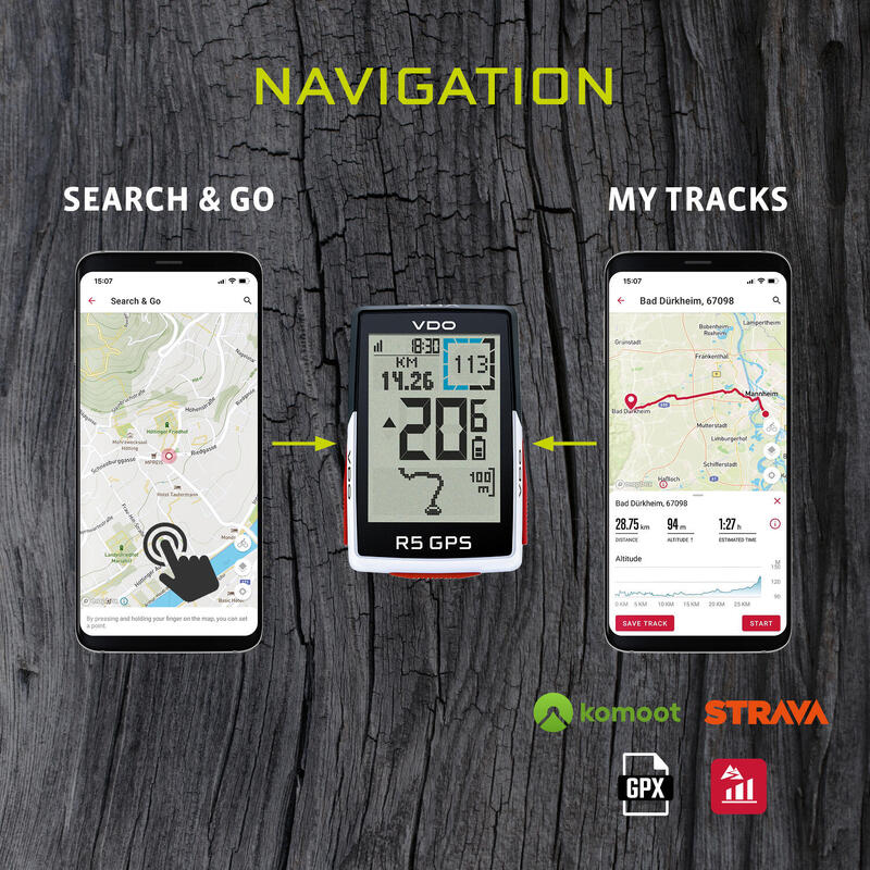 Compteur de vélo R5 GPS Top Mount Set HR +
