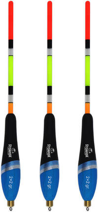 3er Set vorgebleite Forellen Posen, Blau/Schwarz, Antenne in Signalfarbe (2+2 g)