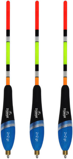 3er Set vorgebleite Forellen Posen, Blau/Schwarz, Antenne in Signalfarbe (2+2 g)