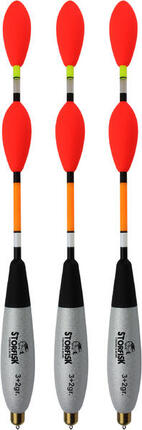 3 x Allroundposen Angelposen (3+2 g) mit Doppelkugel-Antenne, vorgebleit