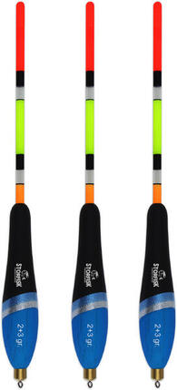 3er Set vorgebleite Forellen Posen, Blau/Schwarz, Antenne in Signalfarbe (2+3 g)