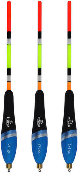 3er Set vorgebleite Forellen Posen, Blau/Schwarz, Antenne in Signalfarbe (2+3 g)