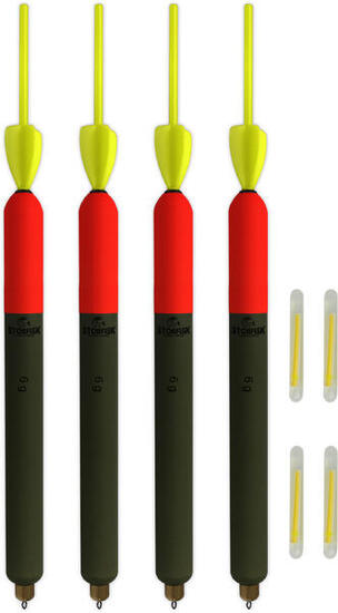 4er Set Profi Raubfischposen (6 g) mit Mini-Segel, Antenne und Knicklichtern