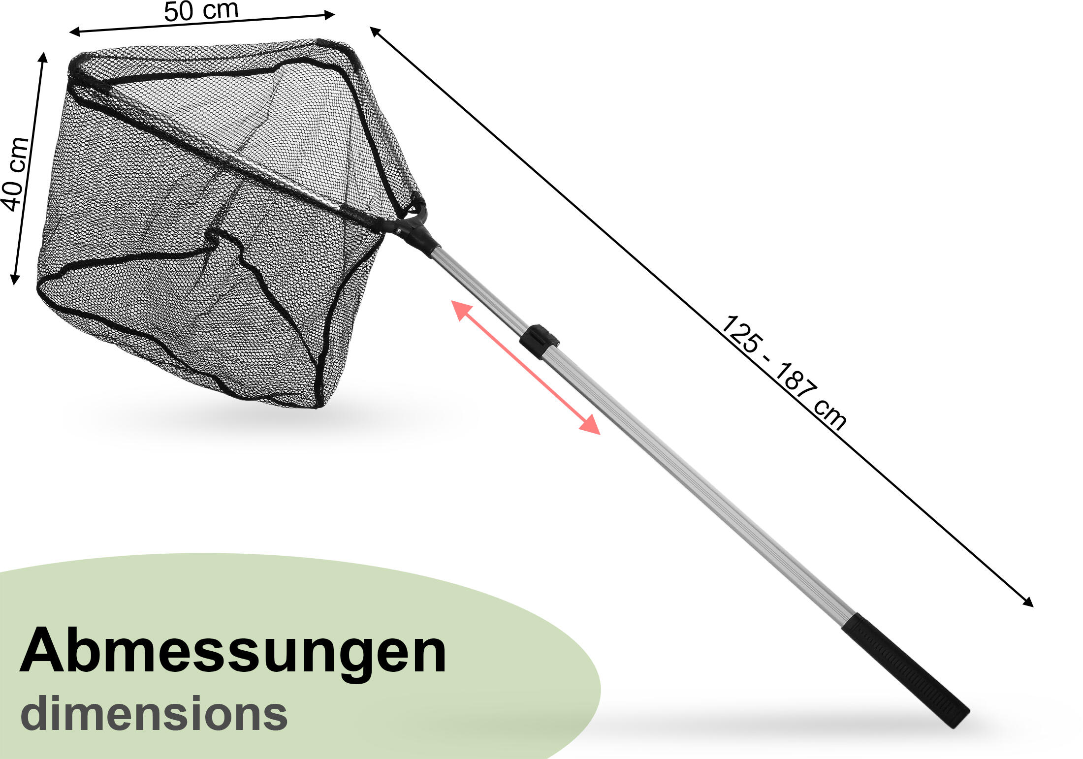 Klappkescher Alu Stab Gummierte Maschen 185 cm 5/5