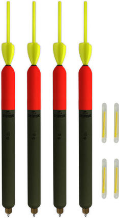 4er Set Profi Raubfischposen (10 g) mit Mini-Segel, Antenne und Knicklichtern