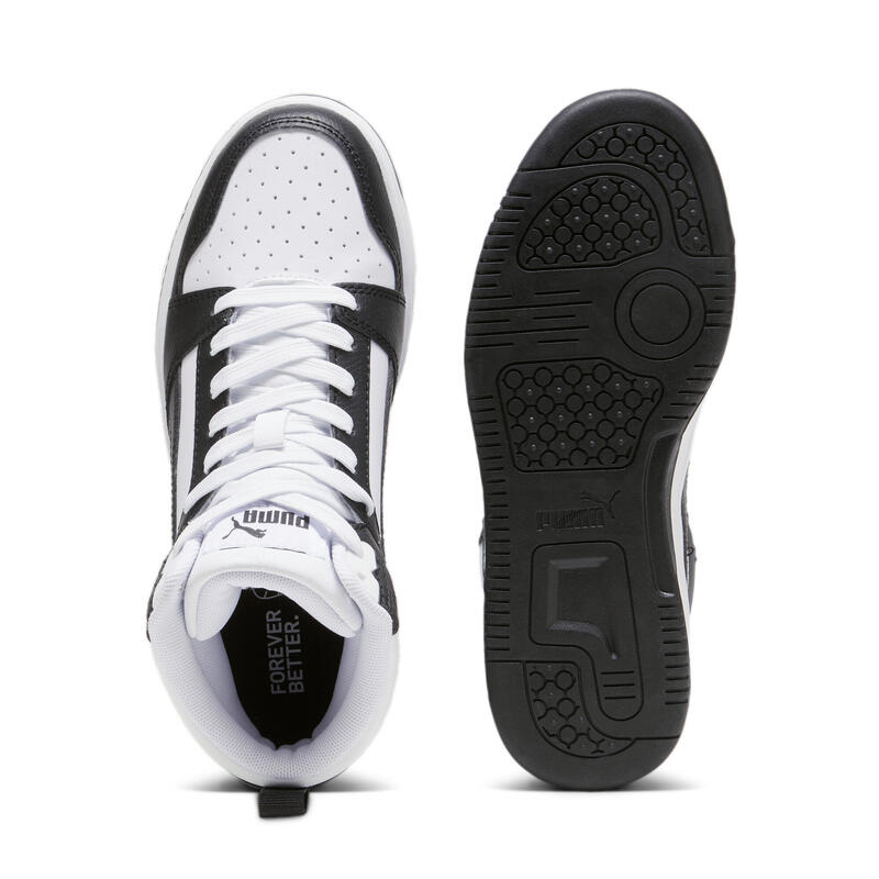 Pantofi Rebound V6 Mid Tineret PUMA White Black Shadow Gray