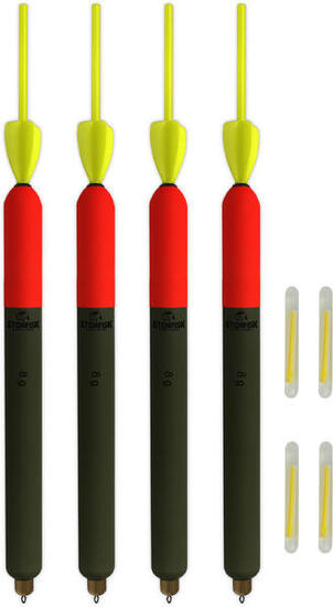 4er Set Profi Raubfischposen (8 g) mit Mini-Segel, Antenne und Knicklichtern