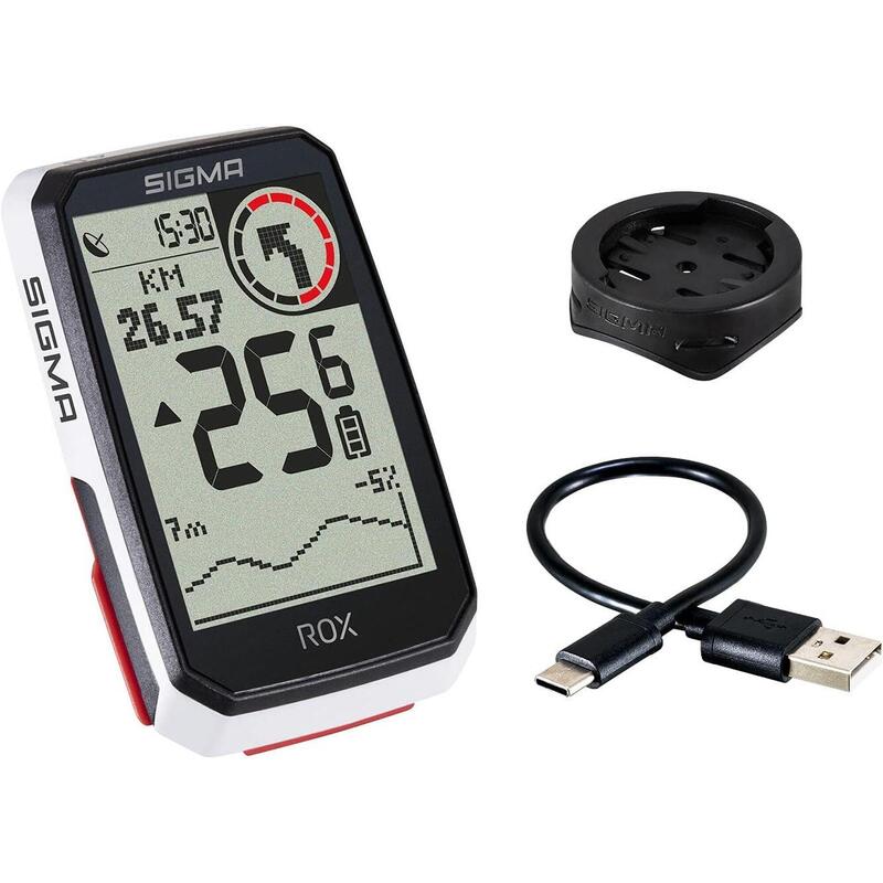 Compteur de vélo GPS ROX 4.0 avec support de guidon standard - blanc