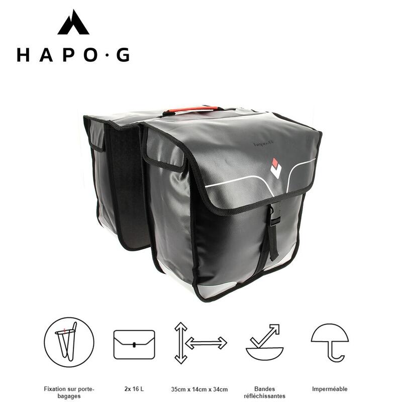 Sacoche vélo porte bagage étanche 32L Noir - Vélo électrique, VTT, VTC - HAPO-G