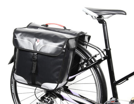 Waterdichte dubbele stevige fietstas met klittenbandsluiting op bagagedrager P2R