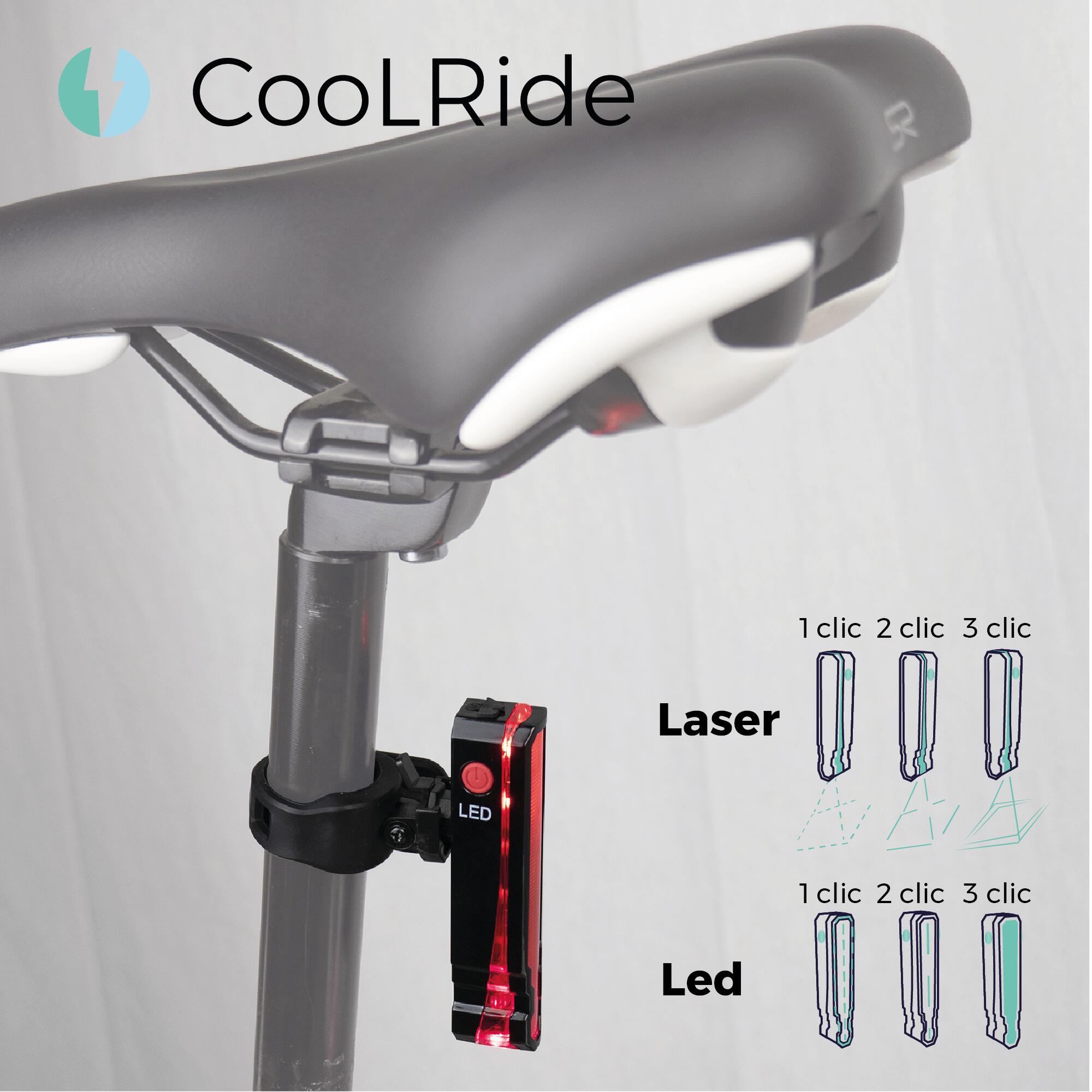 Eclairage vélo arrière USB avec laser - Fixation Universelle - Vélo, trottinette 3/5