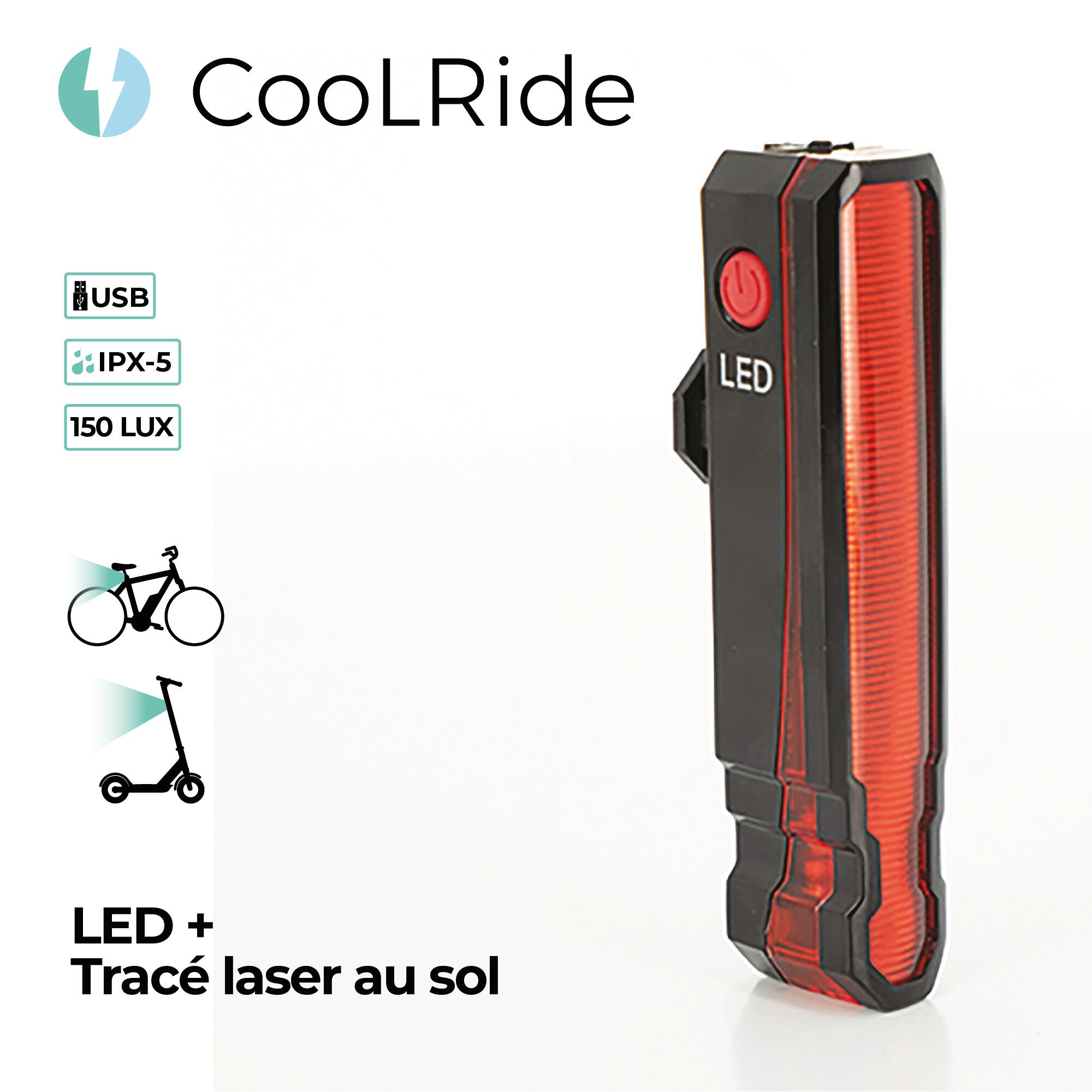 Eclairage vélo arrière USB avec laser - Fixation Universelle - Vélo, trottinette 2/5