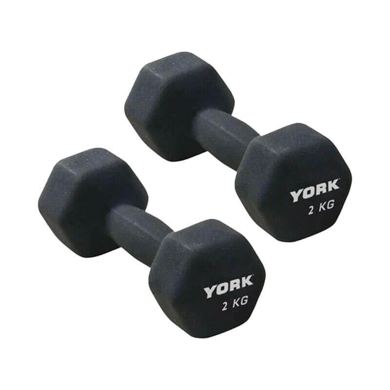 YORK York Neoprene Hex Dumbbells 2kg Pair