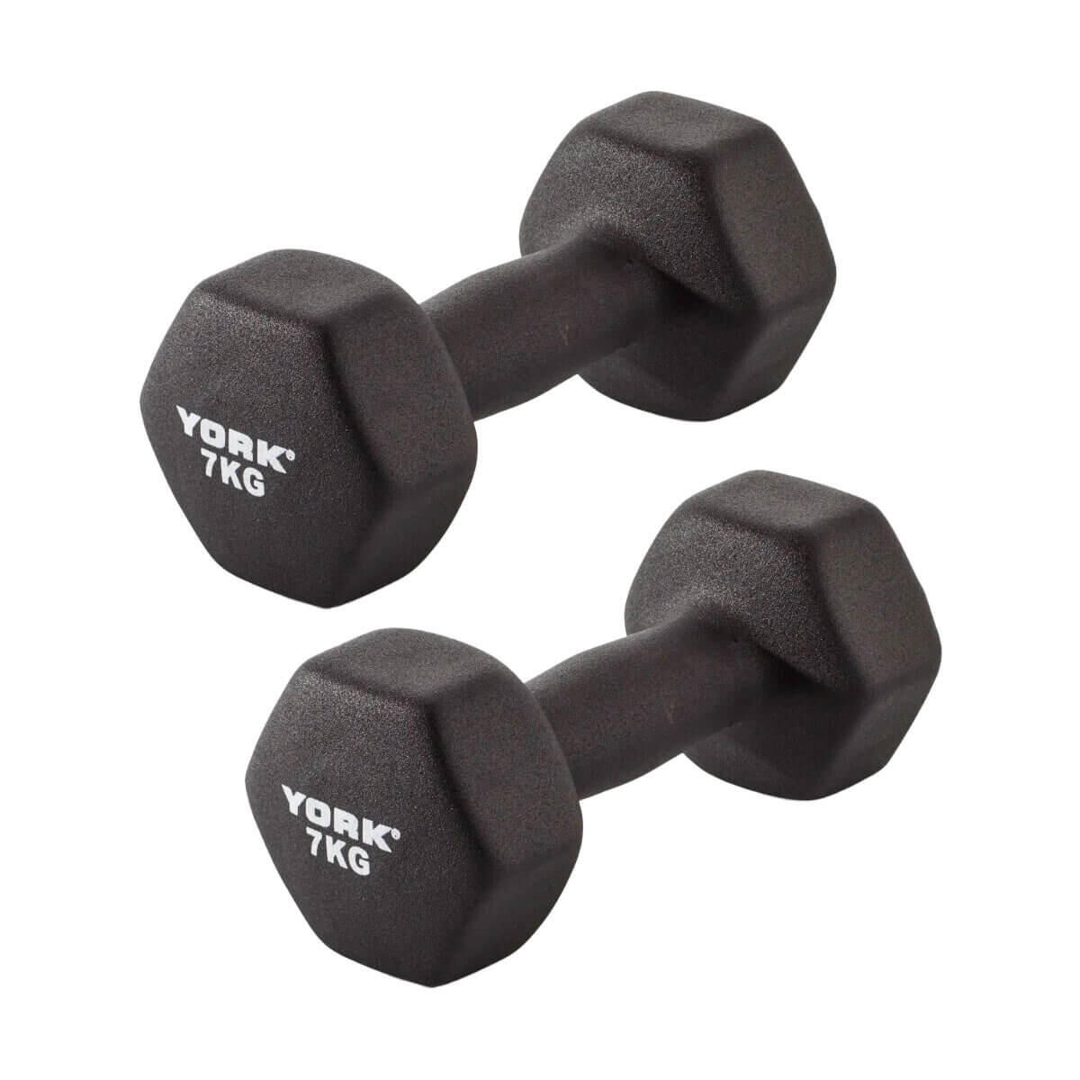 YORK York Neoprene Hex Dumbbells 7kg Pair