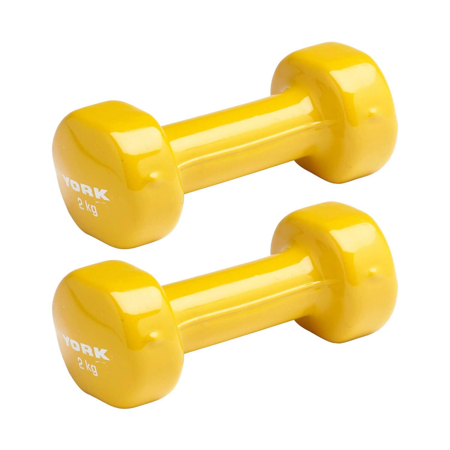 York Vinyl Dipped Dumbbells 2 x 2kg 1/3