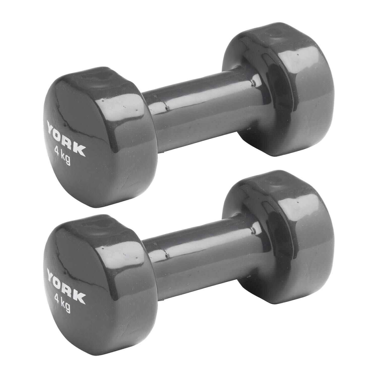 York Vinyl Dipped Dumbbells 2 x 4kg 2/3