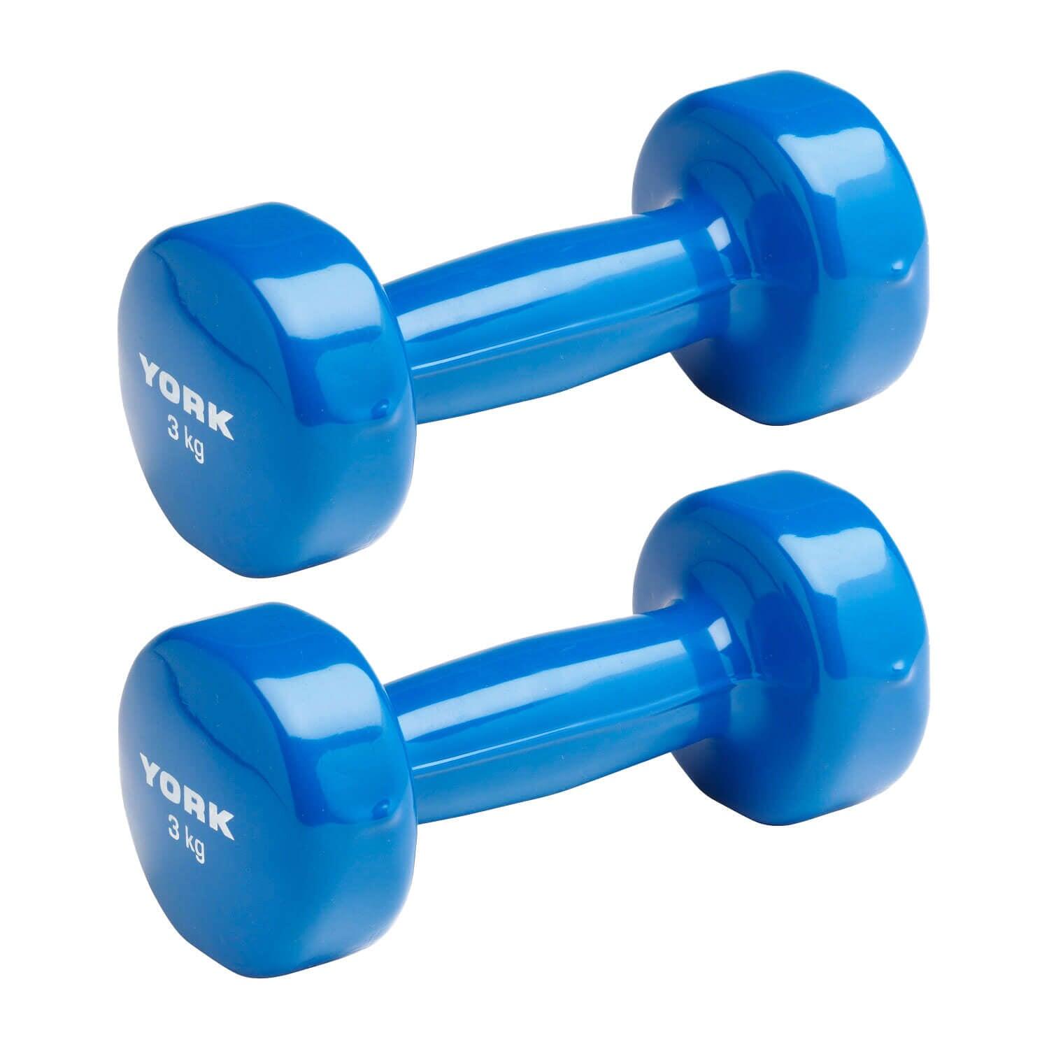 York Vinyl Dipped Dumbbells 2 x 3kg 1/3