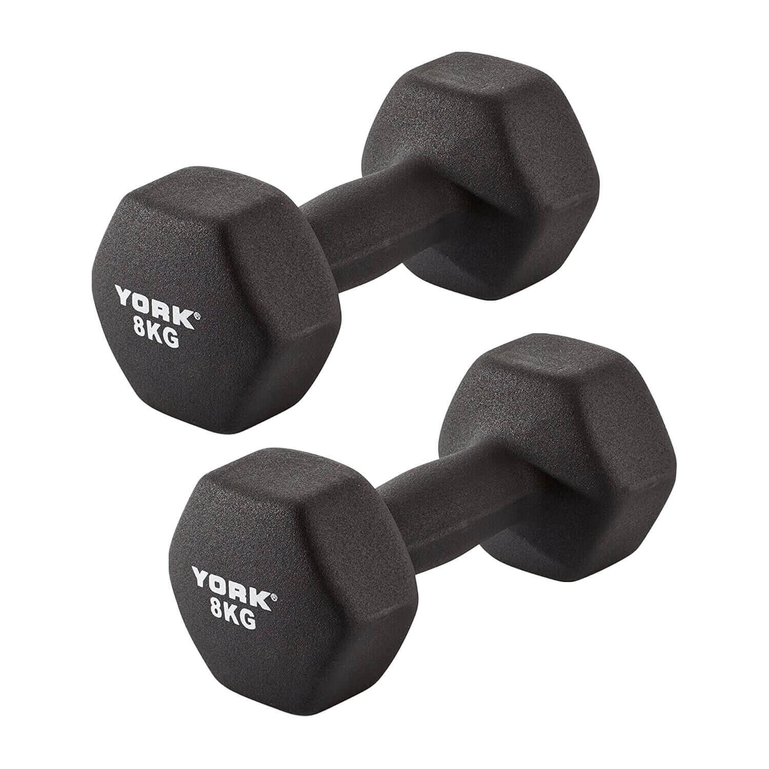 YORK York Neoprene Hex Dumbbells 8kg Pair