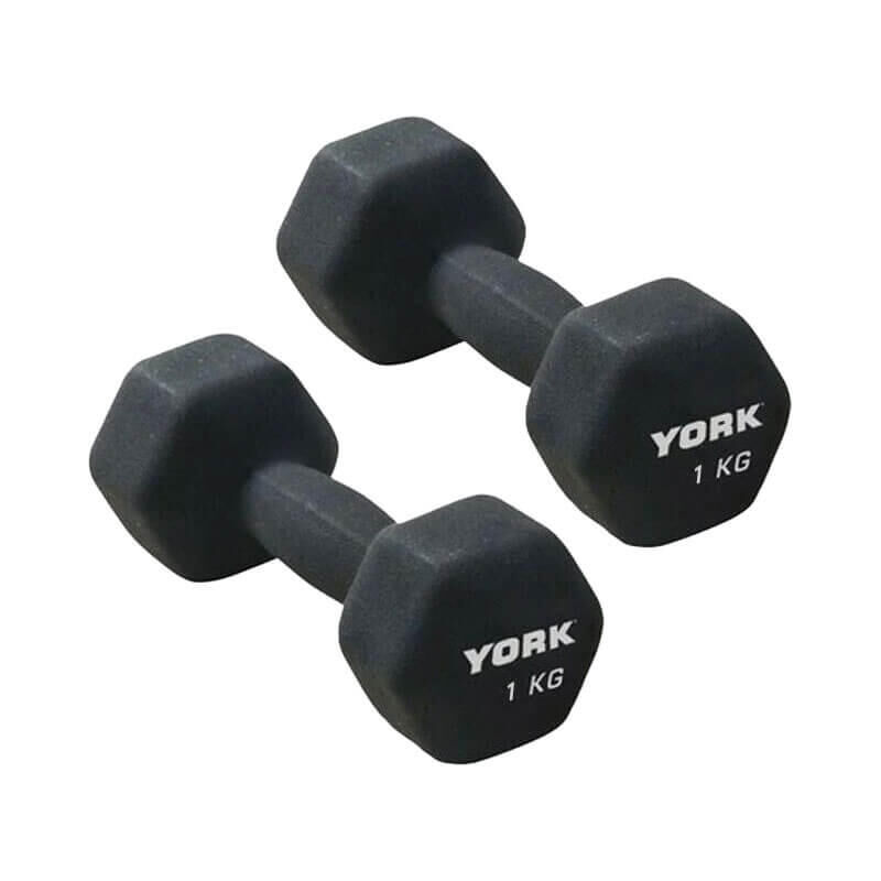 YORK York Neoprene Hex Dumbbells 1kg Pair