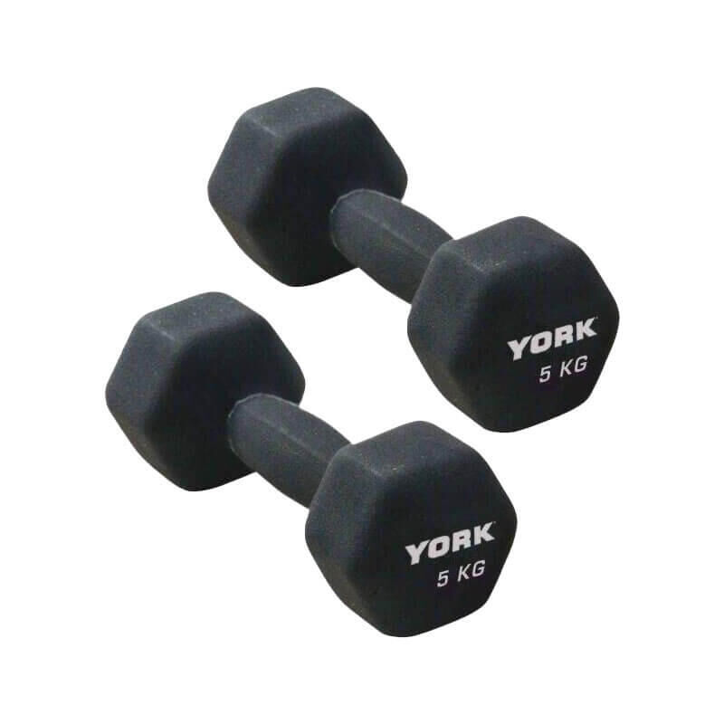 YORK York Neoprene Hex Dumbbells 5kg Pair