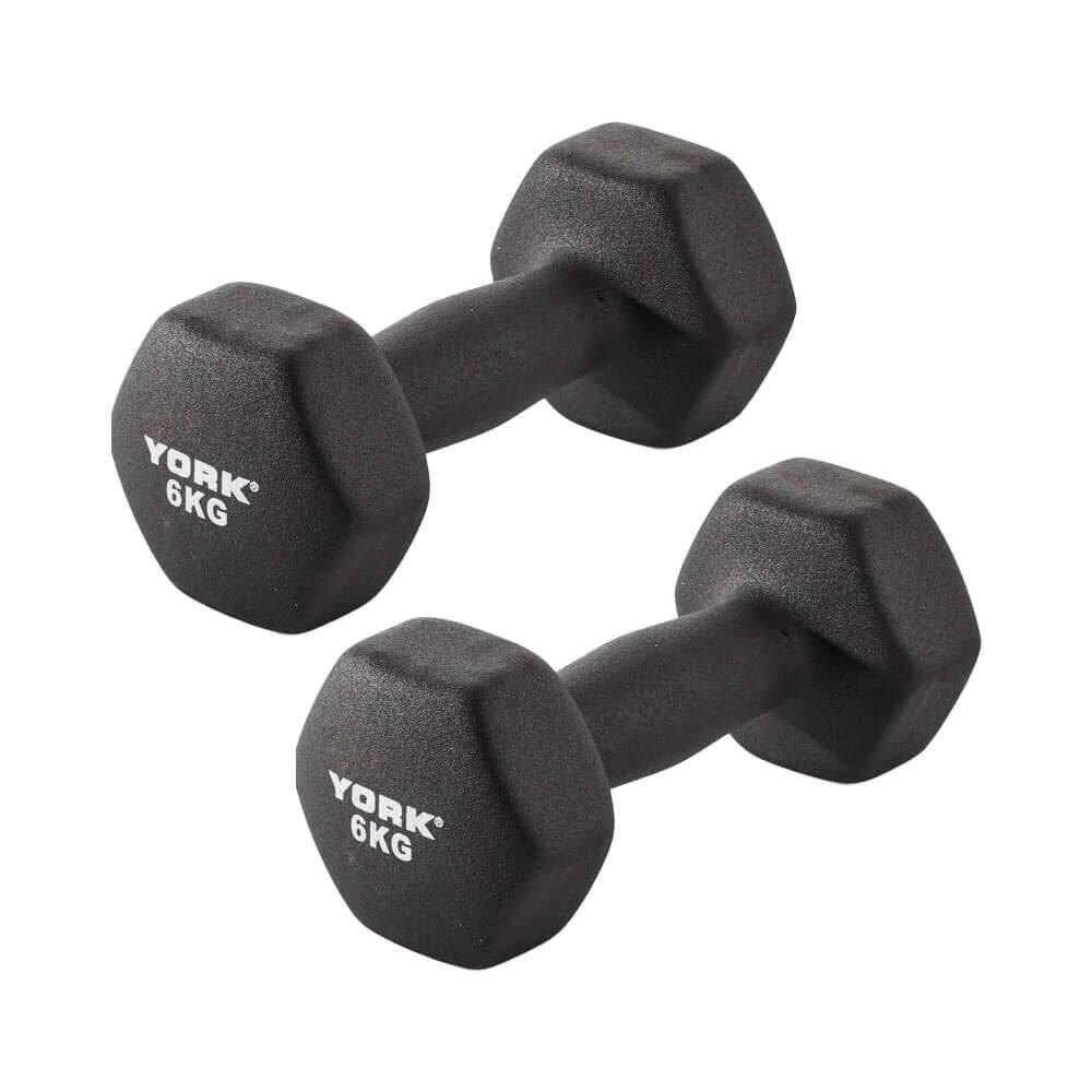York Neoprene Hex Dumbbells 6kg Pair 1/3