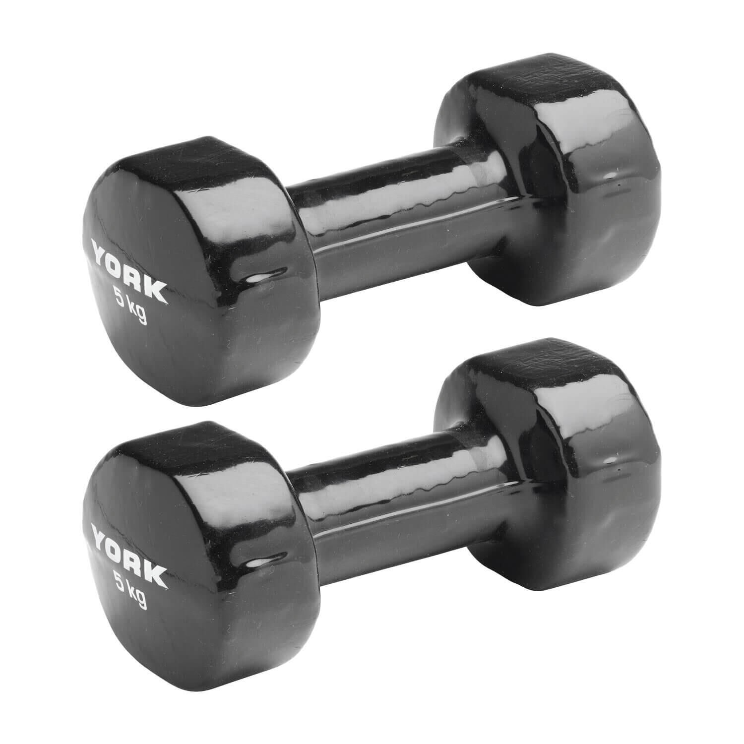 YORK York Vinyl Dipped Dumbbells 2 x 5kg