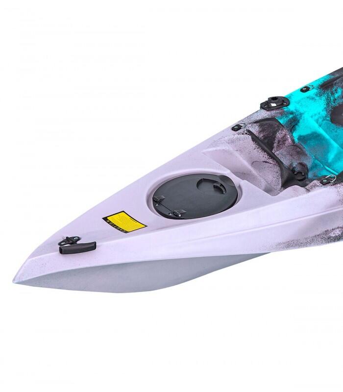 Kayak para pesca 315x77cm, Azul Negro Gris. Con asiento, remo y cañeros. 3/4