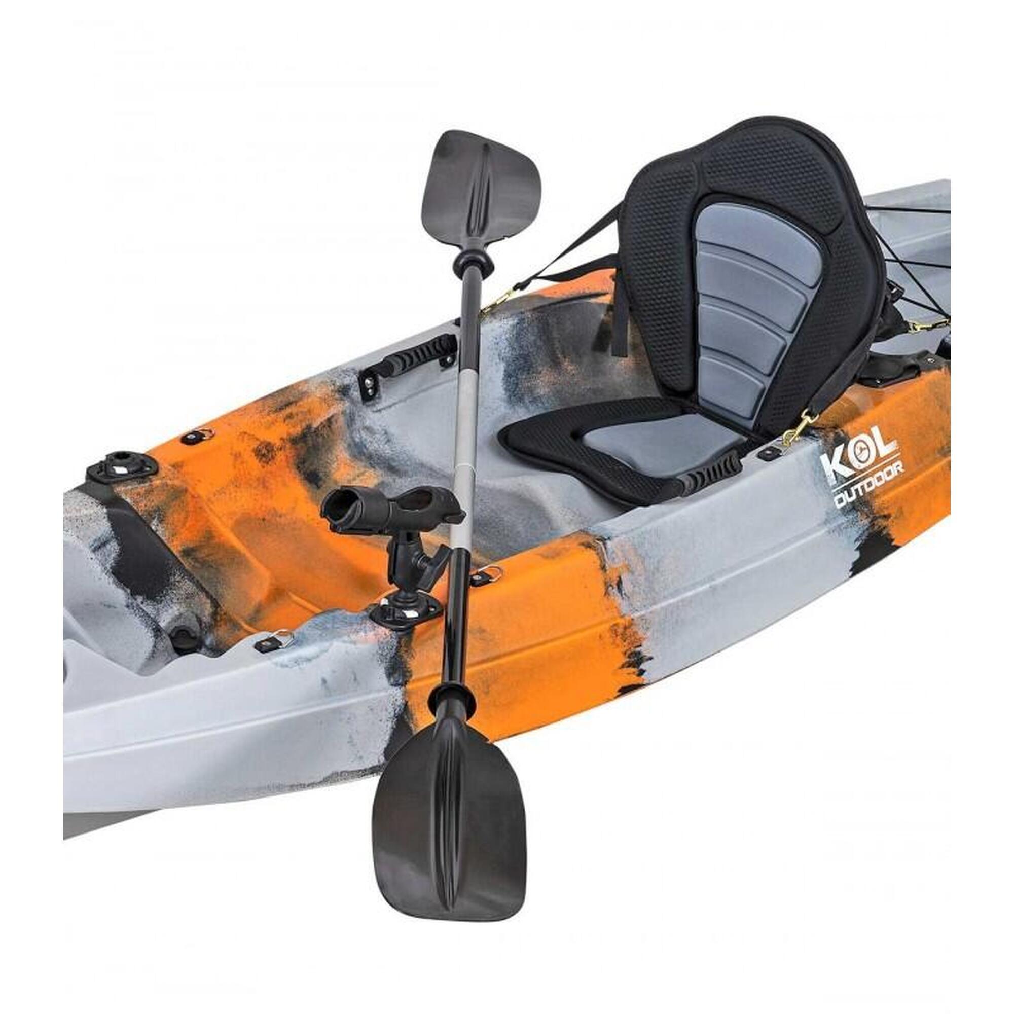 Kayak para pesca currican 315x77cm, Naranja Gris. Con asiento, remo y cañeros.