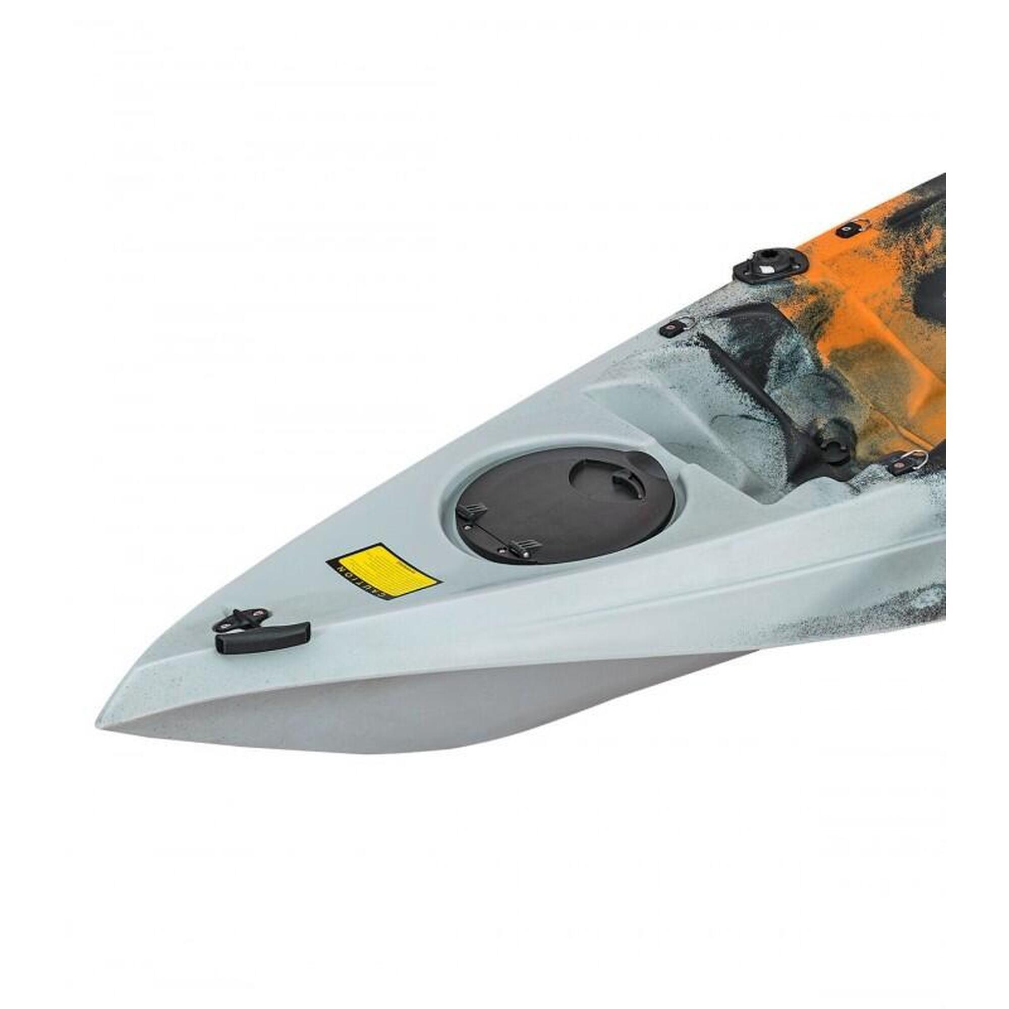 Kayak para pesca currican 315x77cm, Naranja Gris. Con asiento, remo y cañeros.