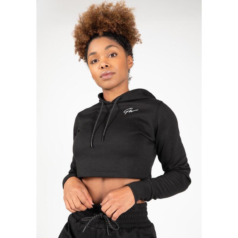 Pixley Crop Top Hoodie Black