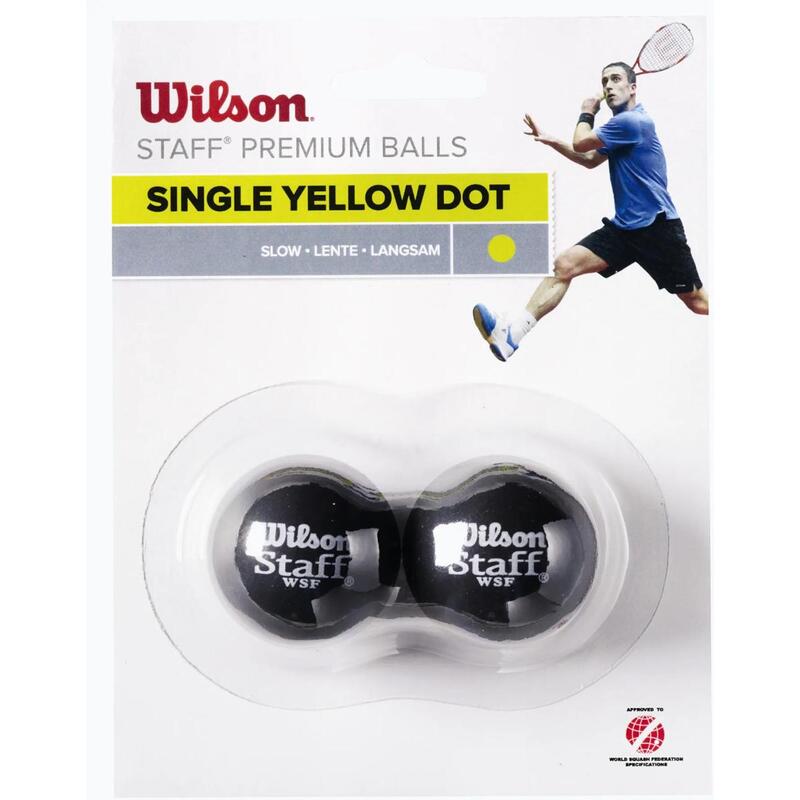 Squash labdák Wilson Staff Squash Yellow Dot 2 Pack Ball, one size méret