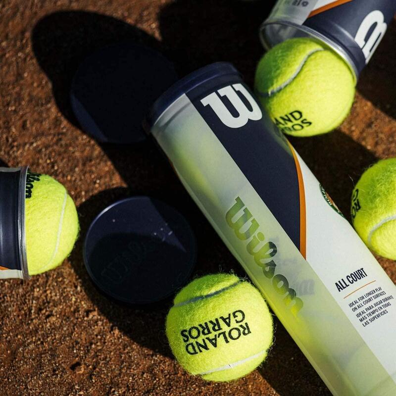 Tubo de 3 bolas de tênis Wilson Roland Garros para todas as superfícies