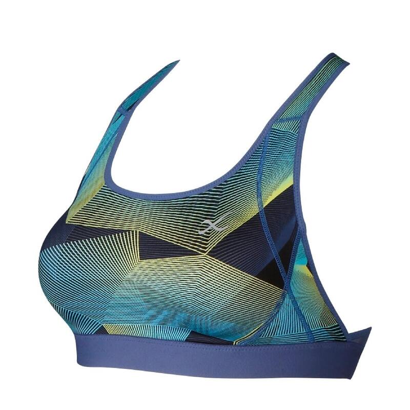 ZTY118 Non Wire Intensive Sport Bra - Green with Geometry Pattern