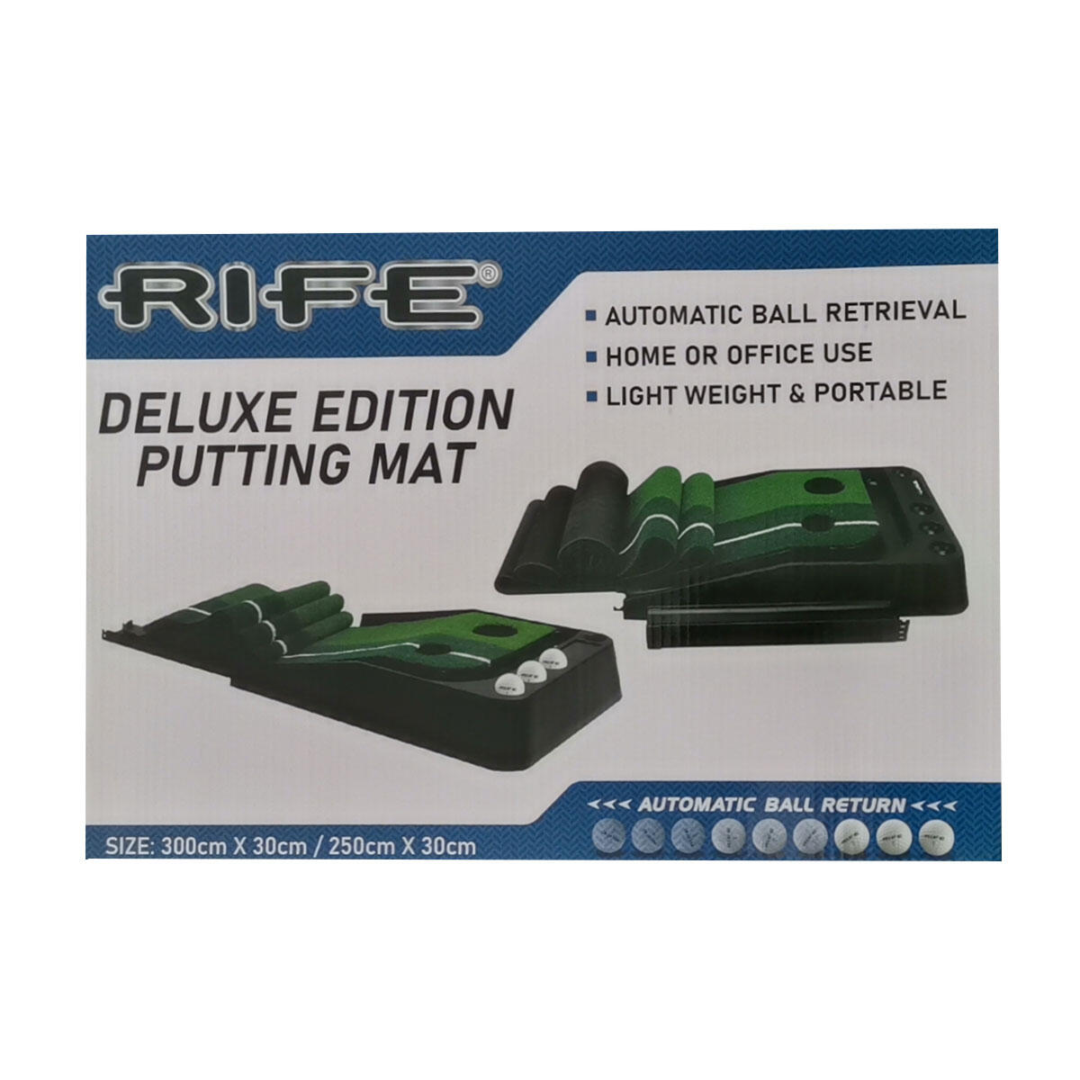 Rife Golf Putting Mat Deluxe Edition Lightweight Green 3/4