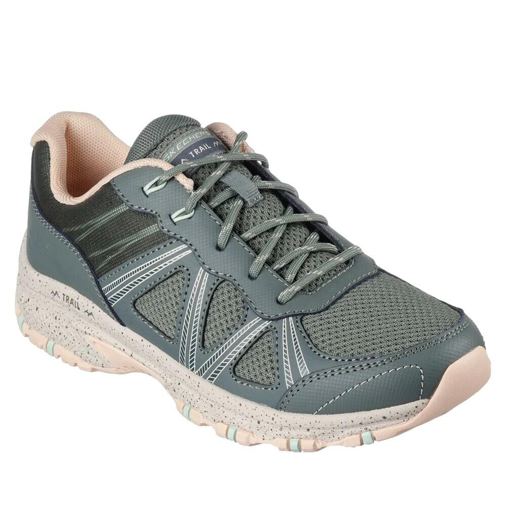SKECHERS Womens/Ladies Hillcrest Ridge Leather Trainers (Olive)