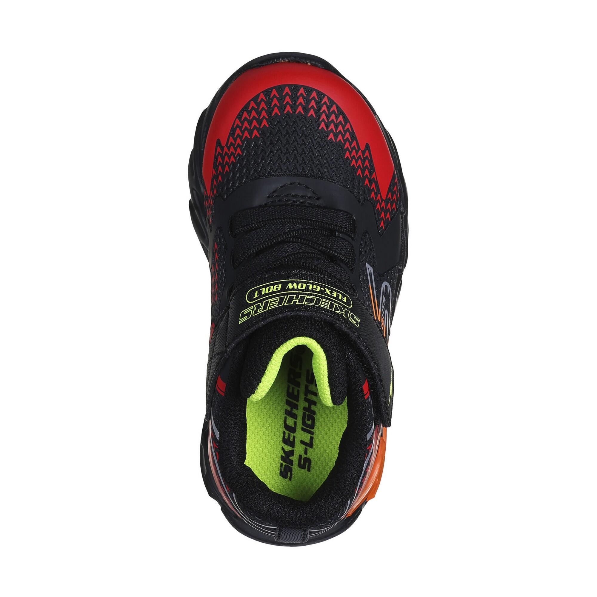 Boys S Lights FlexGlow Bolt Trainers (Black/Red) 4/5