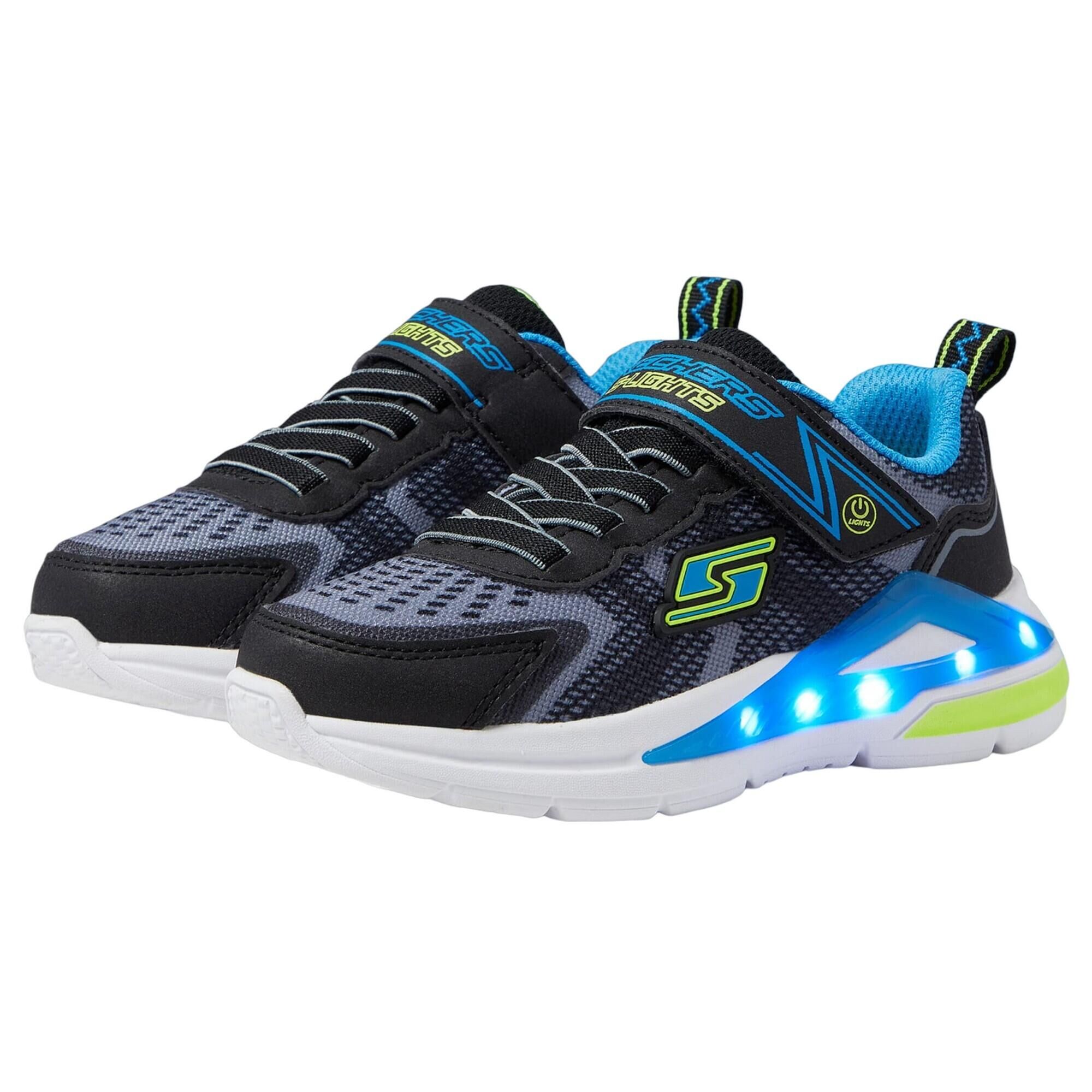 SKECHERS Boys S Lights TriNamics Trainers (Black/Yellow/Blue)