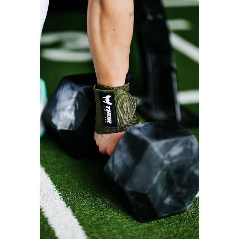 Bandages pour poignets - Entraînement de force - 60 cm - Flexible - Vert armée