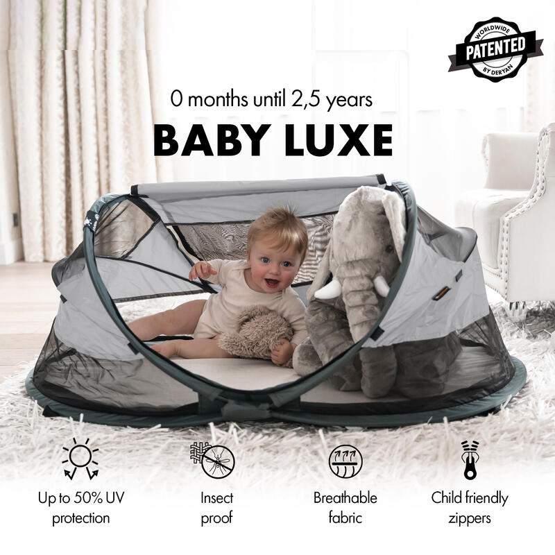Baby Luxe Campingbedje - Inclusief zelfopblaasbare matras - Zilver