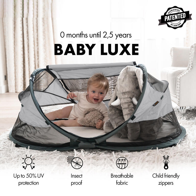 Baby Luxe Campingbett - Inklusive selbstaufblasender Matratze - Silber