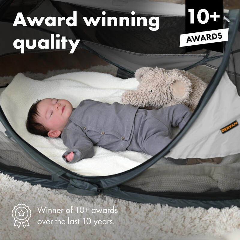 Pătuț Călătorie Multifuncțional Baby Luxe cu saltea autogonflabilă - Argintiu
