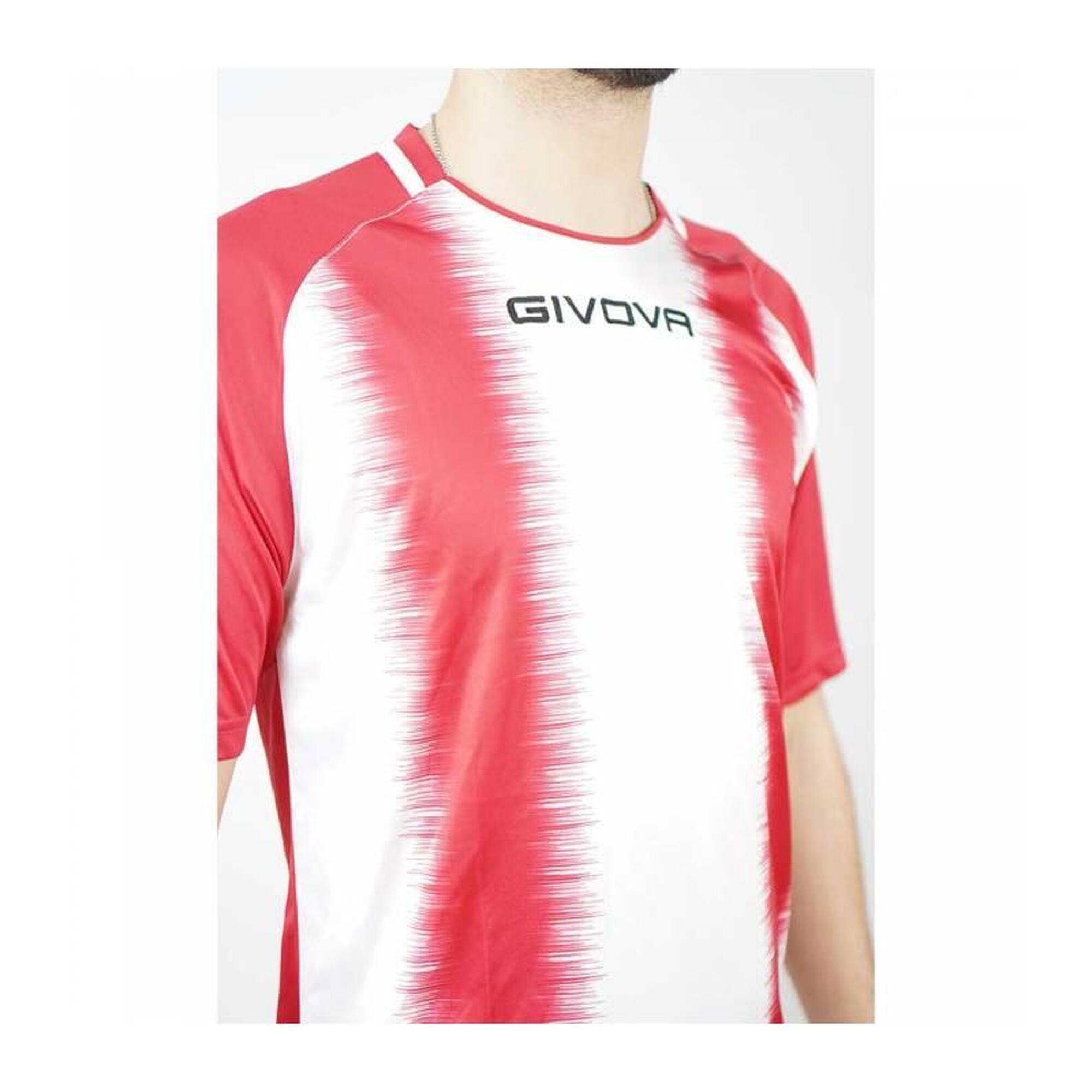 Camiseta de Fútbol Givova Stripe Rojo/Blanco Poliéster