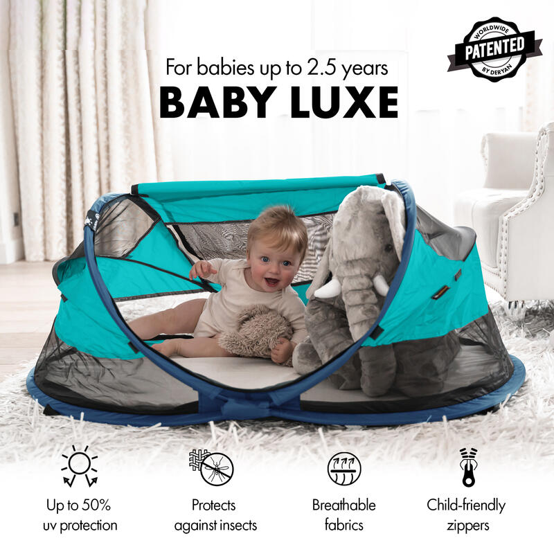 Pătuț Călătorie Multifuncțional Baby Luxe cu saltea autogonflabilă - Ocean