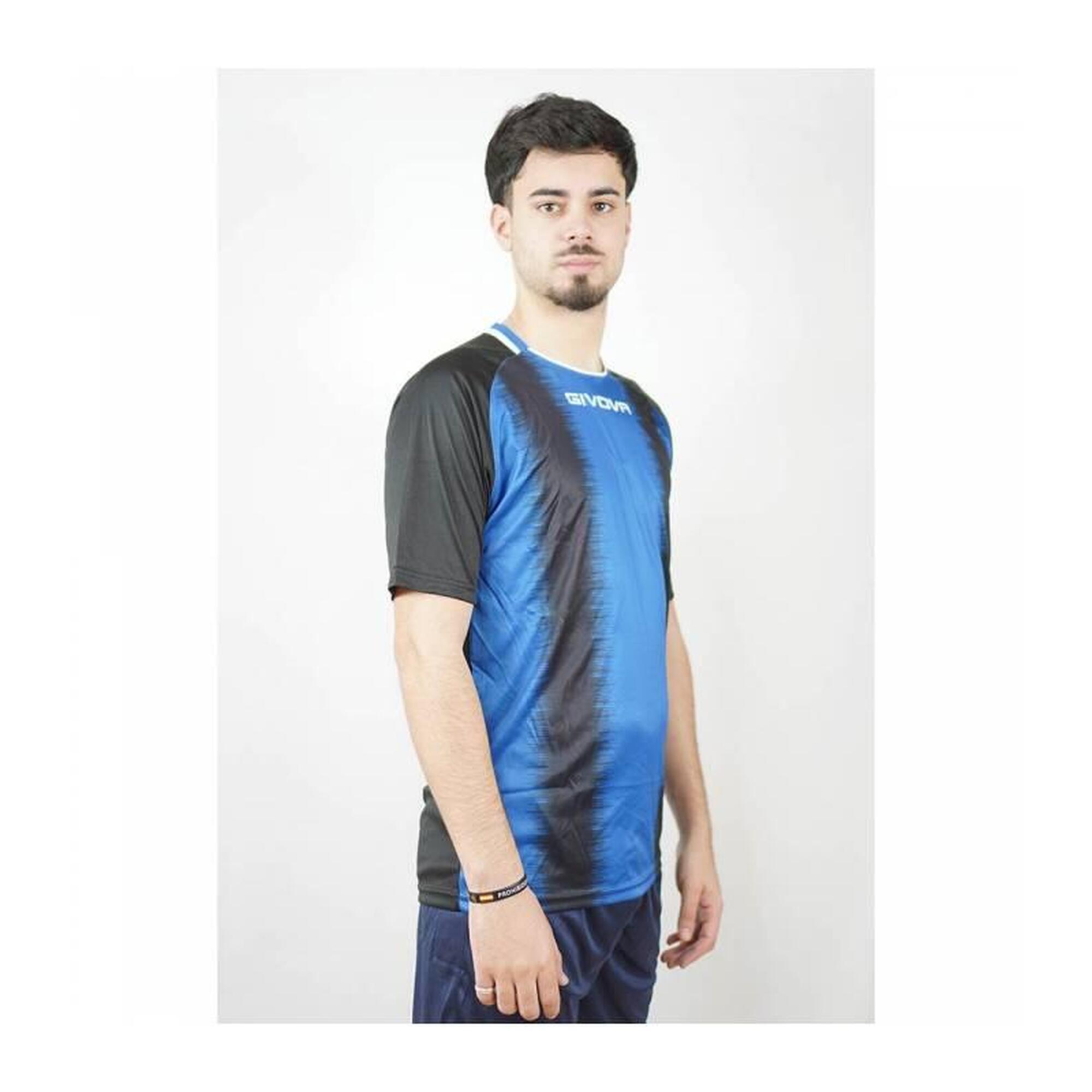 Camiseta de Fútbol Givova Stripe Negro/Royal Poliéster