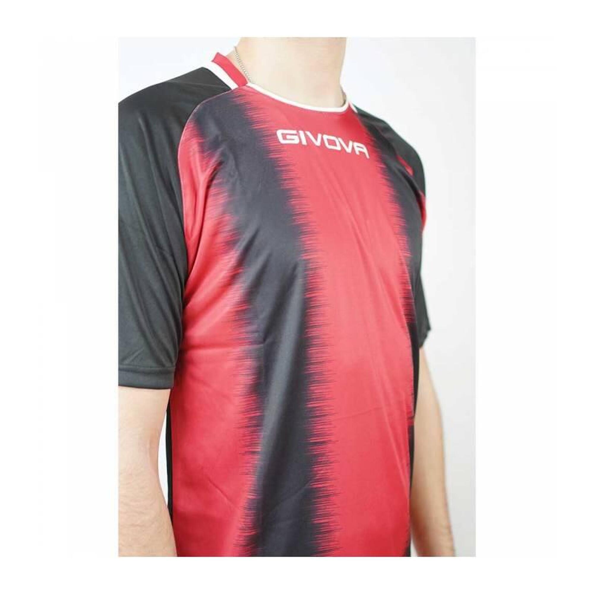 Tricou sport Givova Stripe Roșu-negru