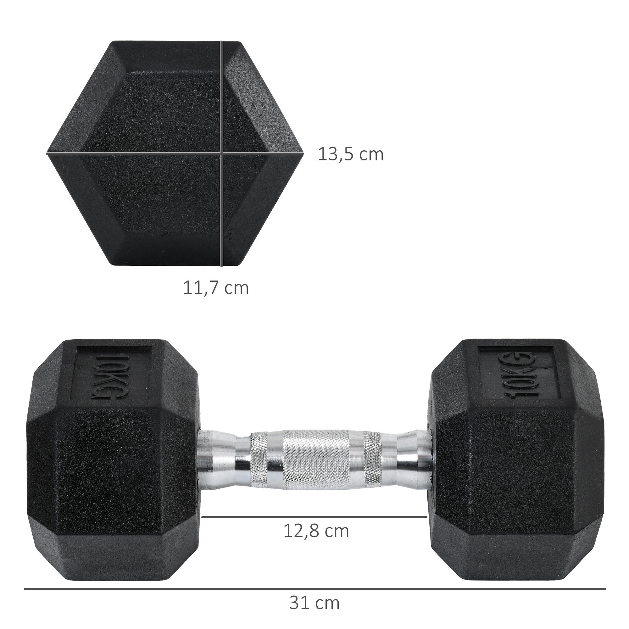 Juego de Mancuernas HOMCOM 31x13.5x11.7 cm Negro y Plata 3/8