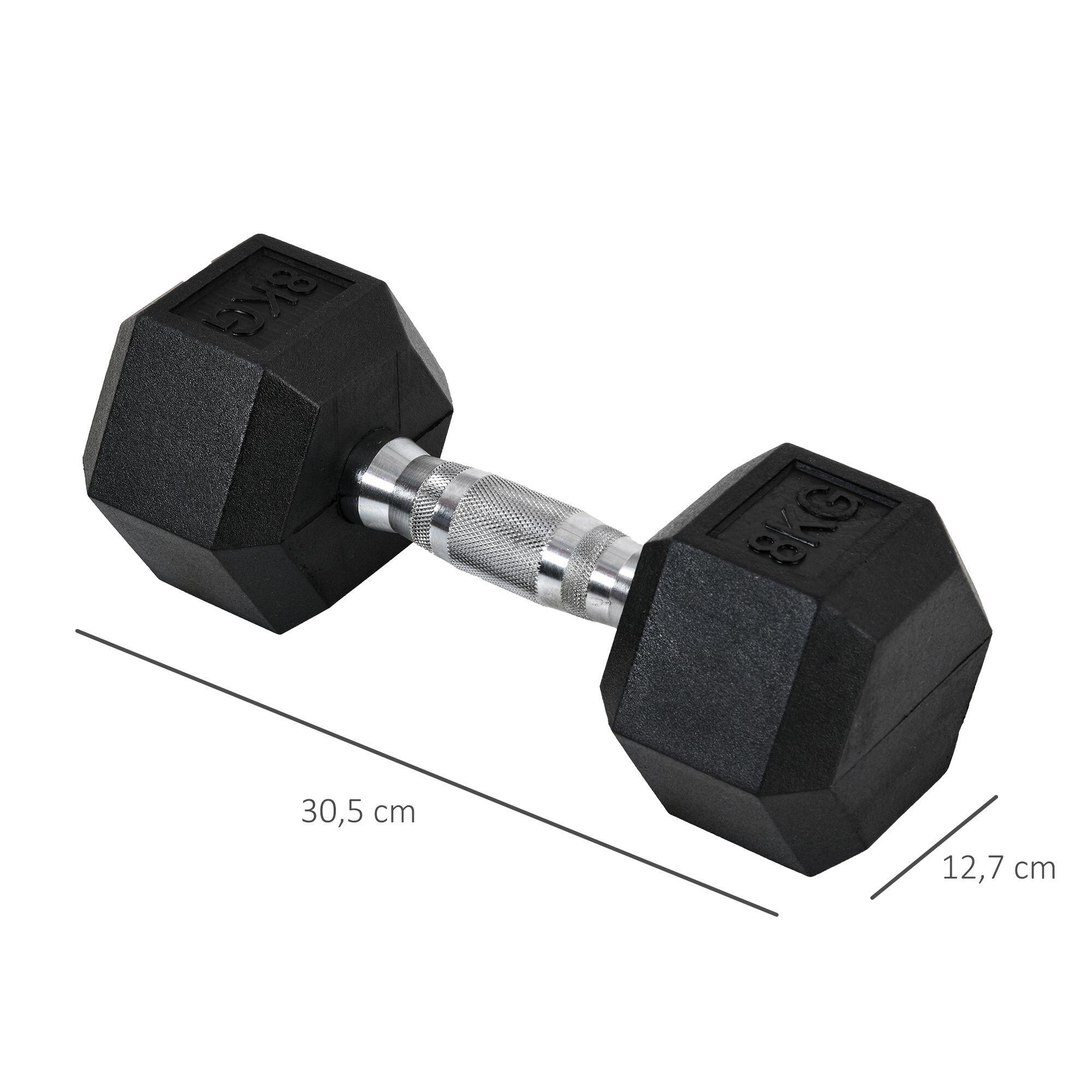 Conjunto de Halteres 16 kg HOMCOM 30,5x12,7 cm Preto e Prata 3/7