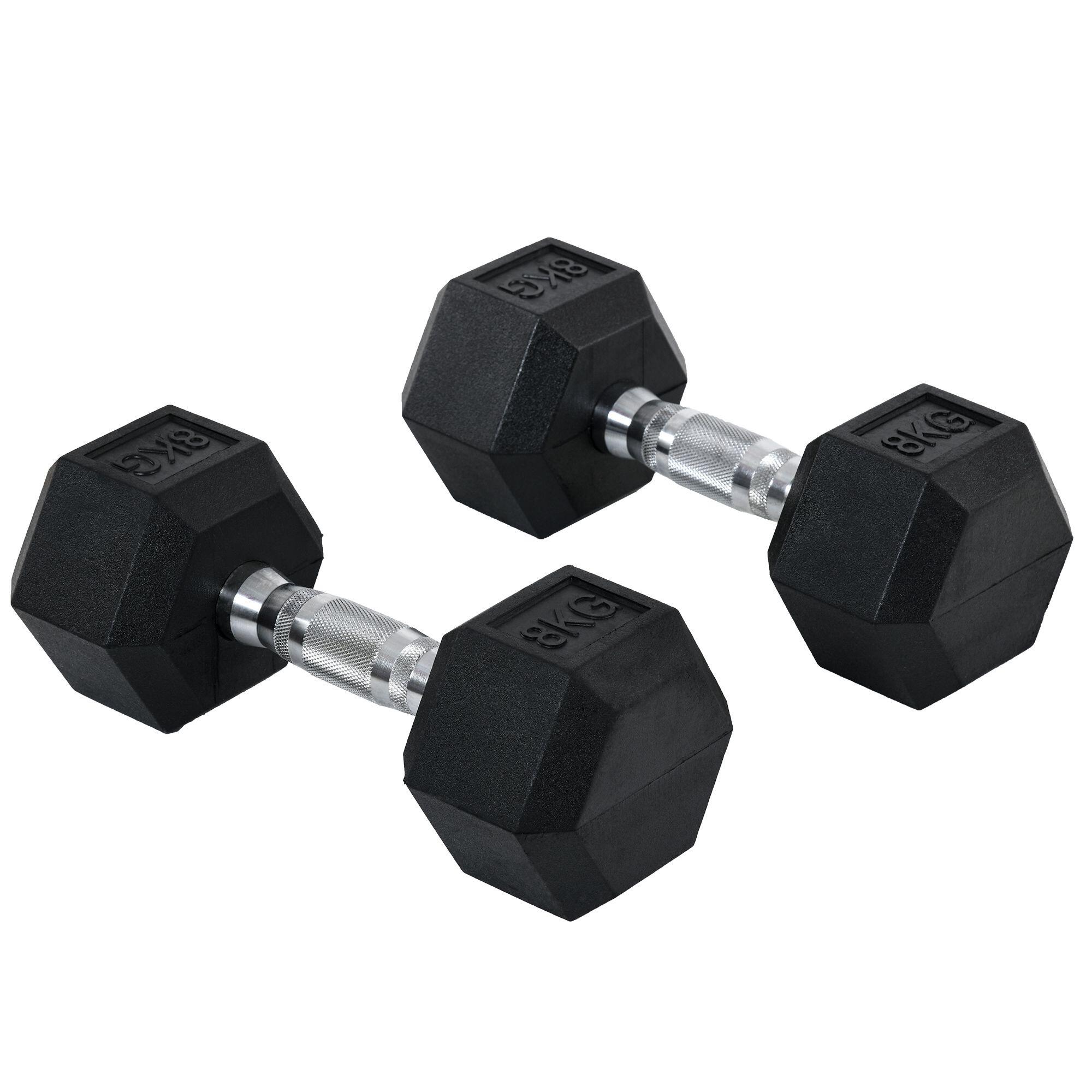 Conjunto de Halteres 16 kg HOMCOM 30,5x12,7 cm Preto e Prata